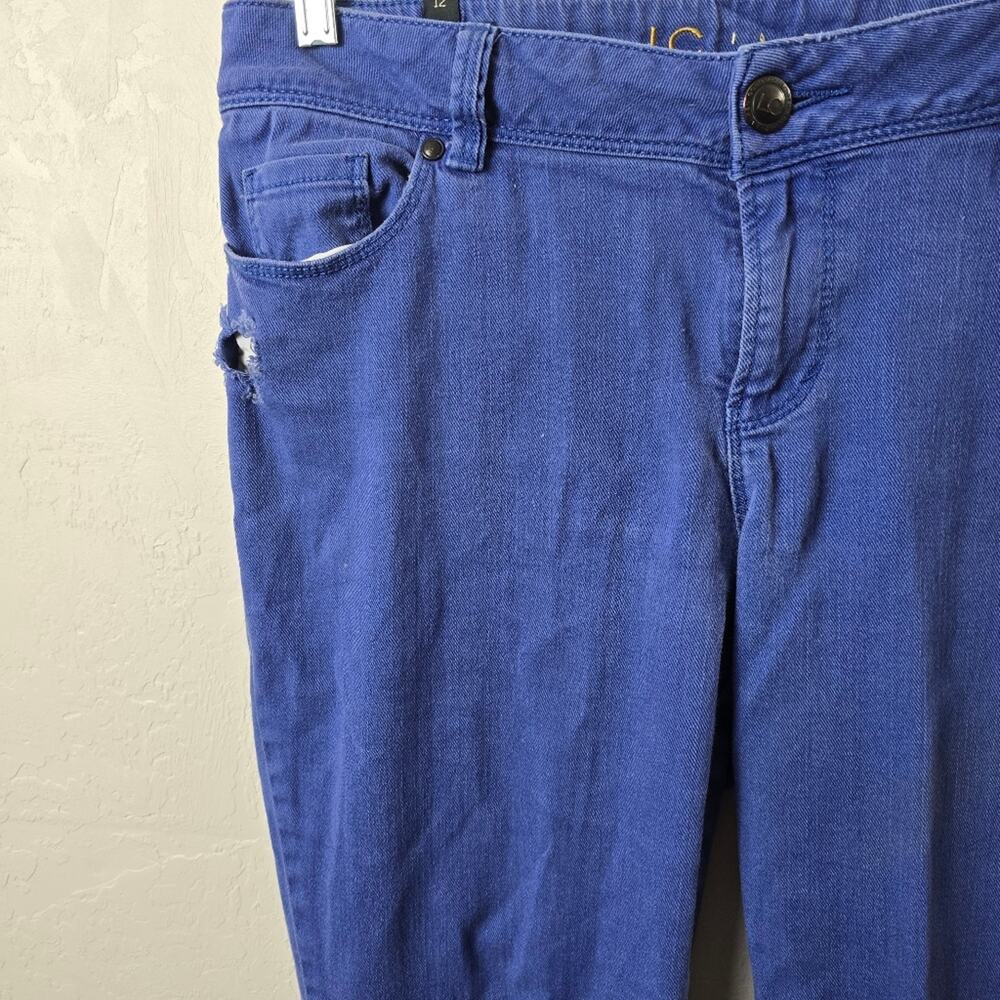 Y2K Distressed Straight Leg Jeans Size 12 Grunge Indie Blue Denim Lowkey Alt - Picture 10 of 13